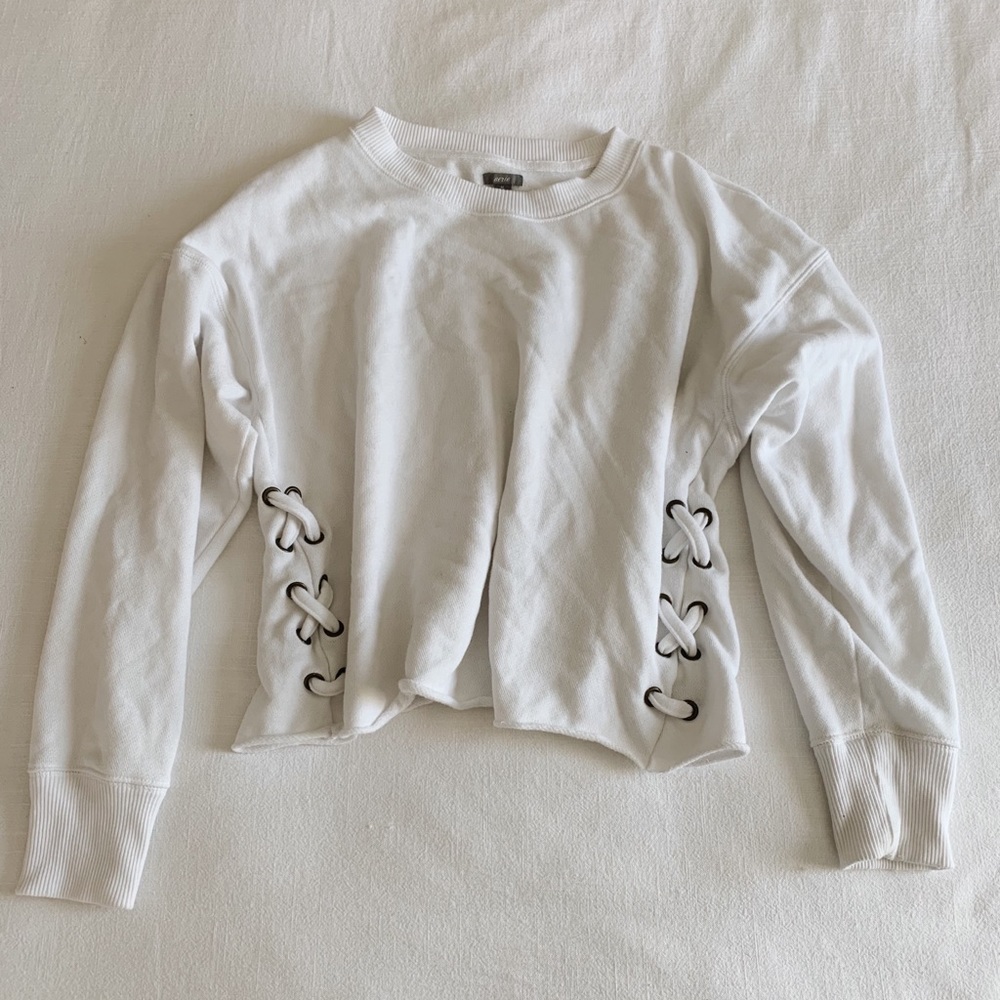 Aerie cropped lace up sweatshirt